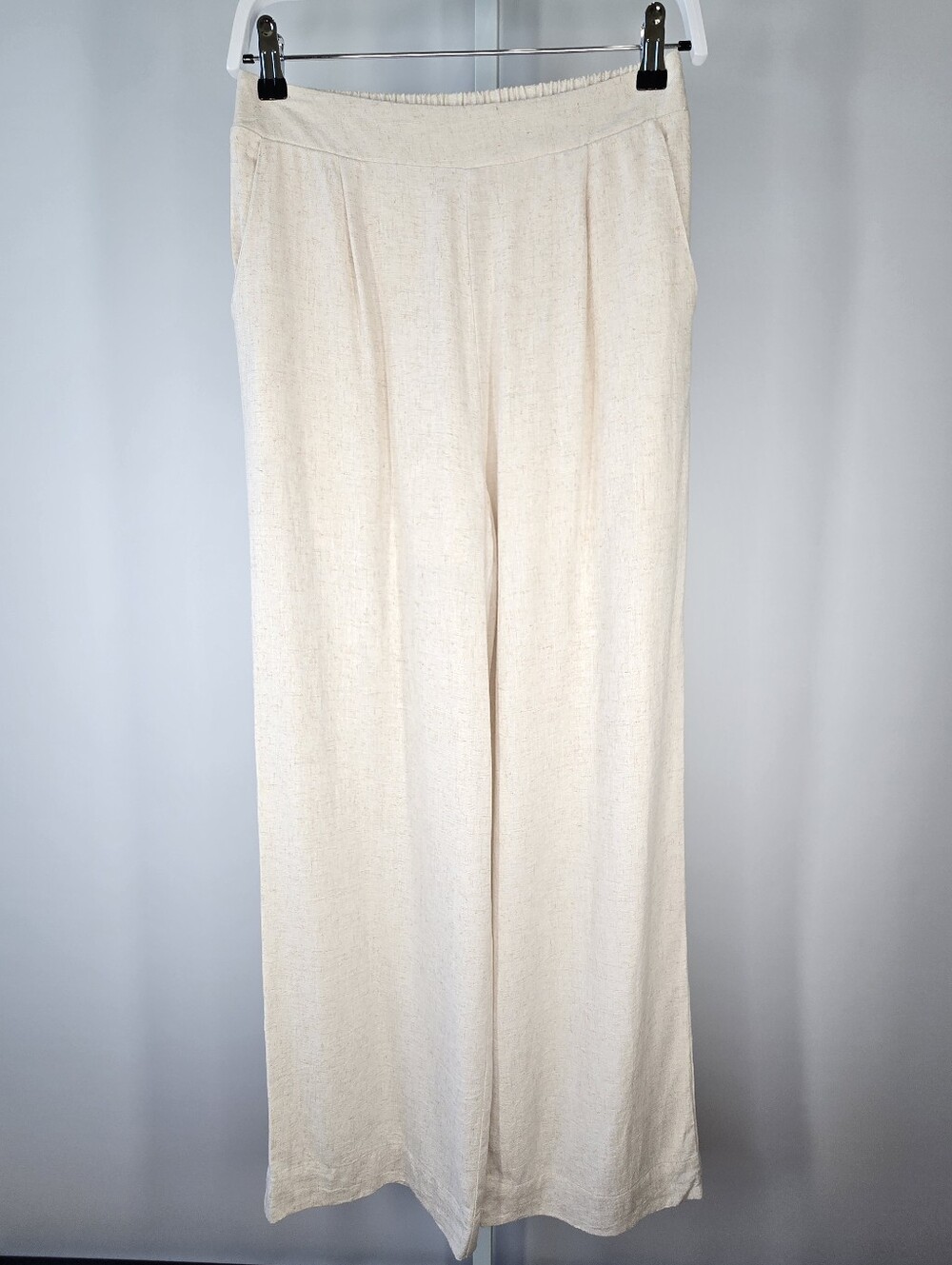 The Workshop Linen Blend High Rise Wide Leg Pants Oatmeal Size S Boutique NWT